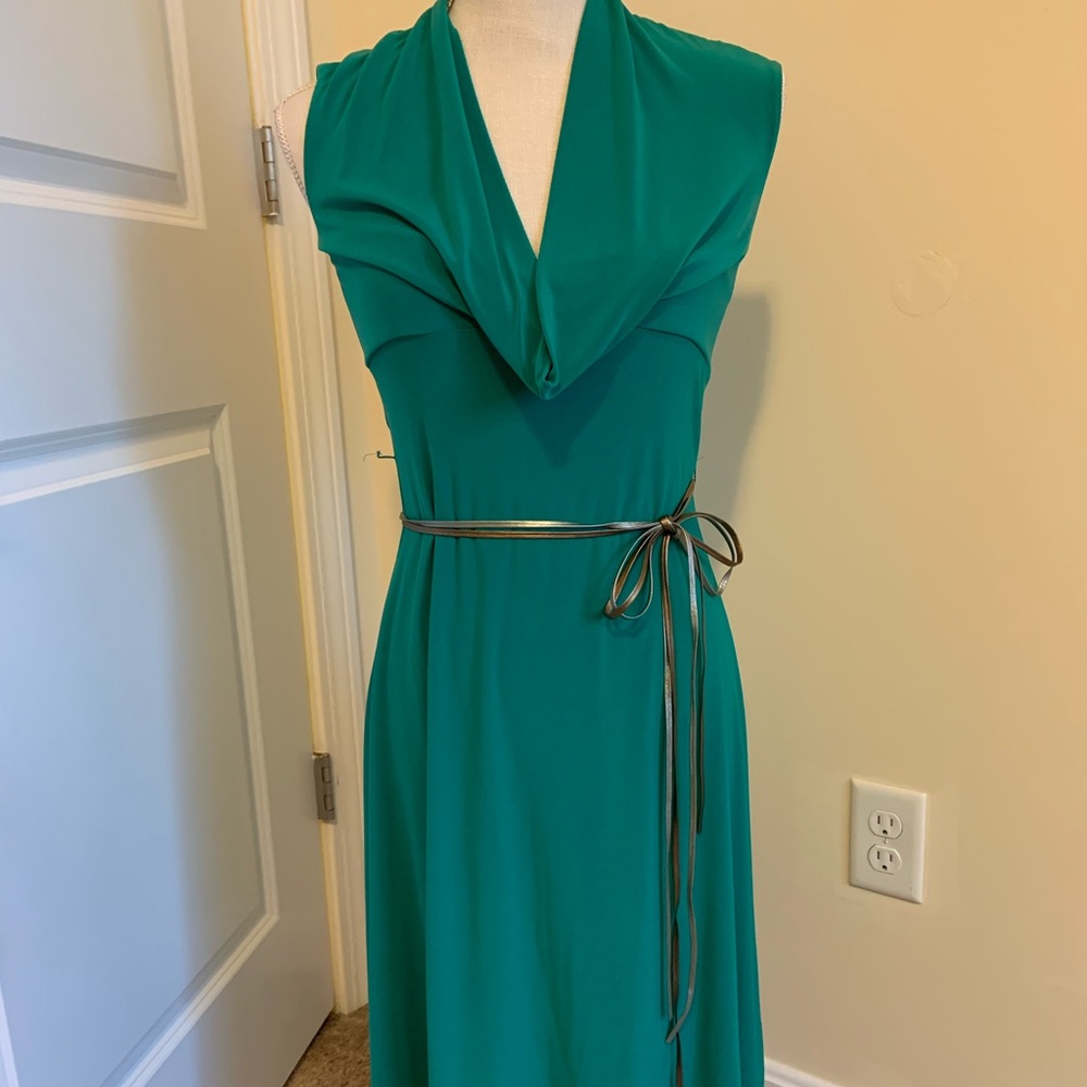 Arden B - Teal Dress with Silver & Gold Faux Ties